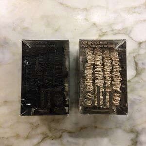 NWT 8 Slip skinny pure silk scrunchies Black & Blonde